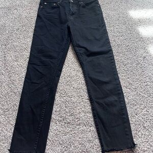 Re/Done Black High Rise Button Fly Ankle Crop Raw Hem Made In USA Size 27